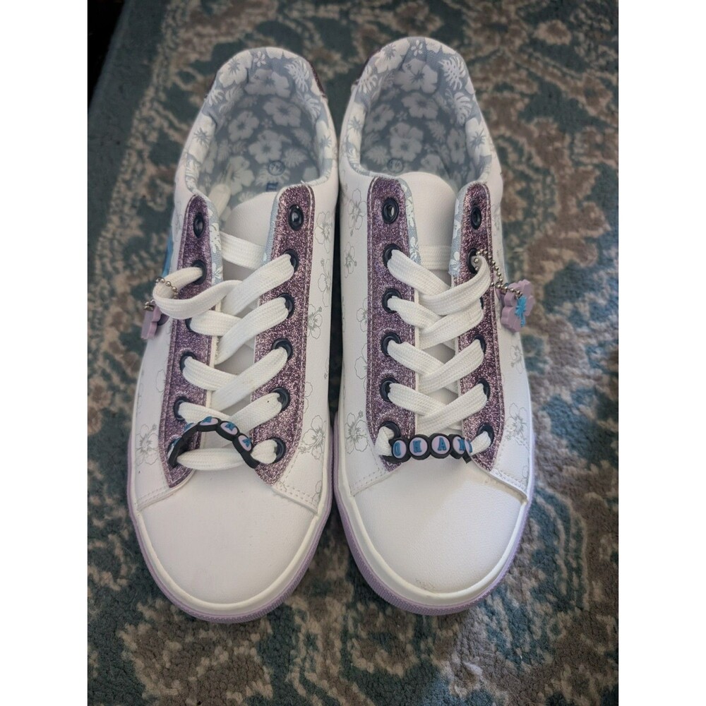READ Disney Stitch Low Top Sneakers Womens 7.5 Or 10.5 Glitter Charm Keychain